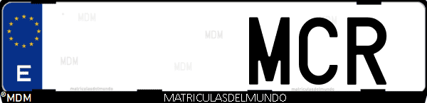 Imágen de matrícula de coche con letras MCR de España