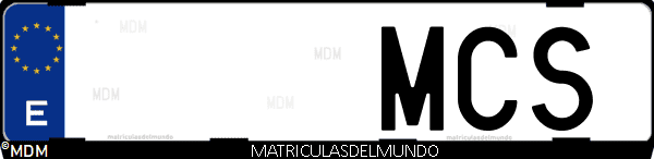 Imágen de matrícula de coche con letras MCS de España