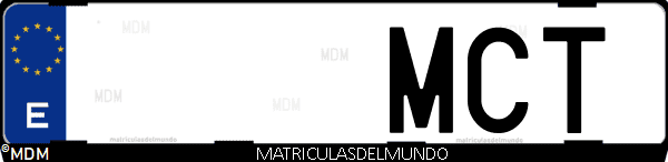 Imágen de matrícula de coche con letras MCT de España