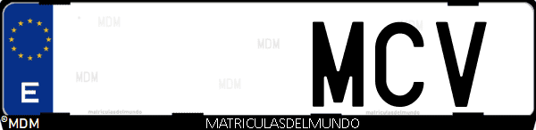Imágen de matrícula de coche con letras MCV de España