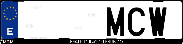 Imágen de matrícula de coche con letras MCW de España