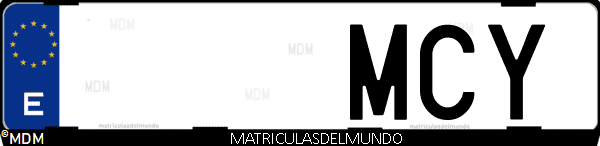 Imágen de matrícula de coche con letras MCY de España