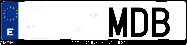 Imágen de matrícula de coche con letras MDB de España