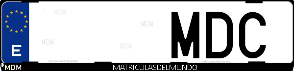 Imágen de matrícula de coche con letras MDC de España