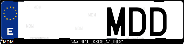 Imágen de matrícula de coche con letras MDD de España