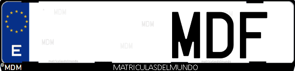 Imágen de matrícula de coche con letras MDF de España