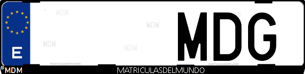 Imágen de matrícula de coche con letras MDG de España