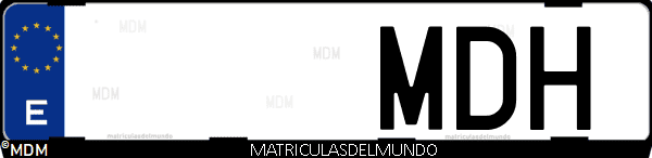 Imágen de matrícula de coche con letras MDH de España
