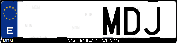 Imágen de matrícula de coche con letras MDJ de España