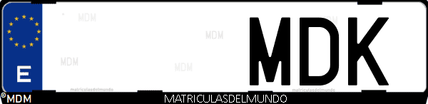 Imágen de matrícula de coche con letras MDK de España