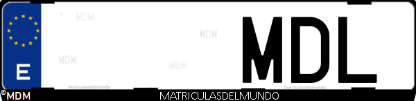 Imágen de matrícula de coche con letras MDL de España