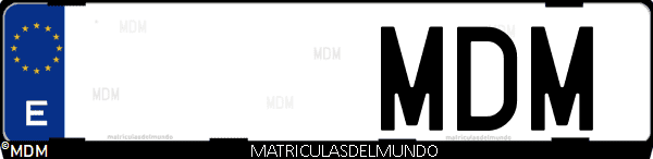Imágen de matrícula de coche con letras MDM de España