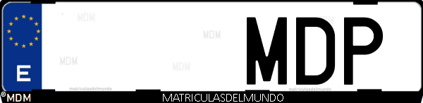 Imágen de matrícula de coche con letras MDP de España