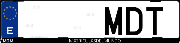Imágen de matrícula de coche con letras MDT de España