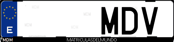 Imágen de matrícula de coche con letras MDV de España