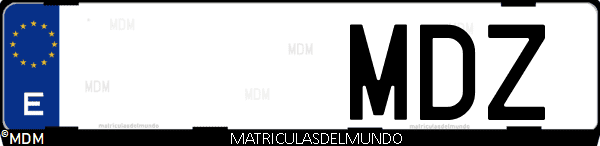 Imágen de matrícula de coche con letras MDZ de España