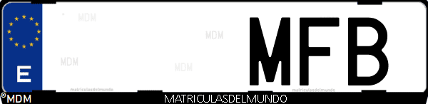 Imágen de matrícula de coche con letras MFB de España