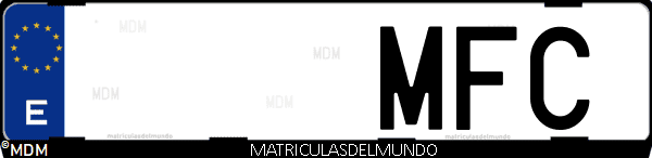 Imágen de matrícula de coche con letras MFC de España