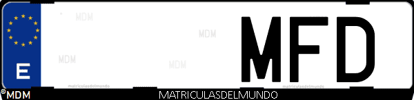Imágen de matrícula de coche con letras MFD de España