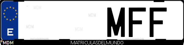 Imágen de matrícula de coche con letras MFF de España