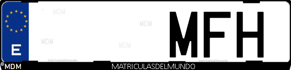 Imágen de matrícula de coche con letras MFH de España