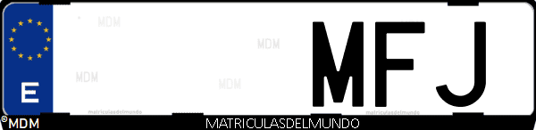 Imágen de matrícula de coche con letras MFJ de España