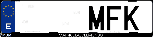 Imágen de matrícula de coche con letras MFK de España