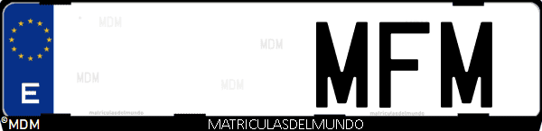 Imágen de matrícula de coche con letras MFM de España