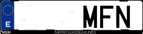 Imágen de matrícula de coche con letras MFN de España