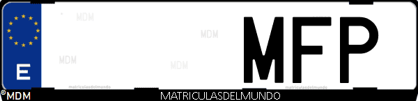 Imágen de matrícula de coche con letras MFP de España