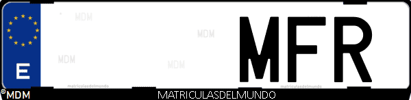 Imágen de matrícula de coche con letras MFR de España
