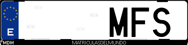 Imágen de matrícula de coche con letras MFS de España