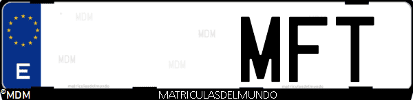 Imágen de matrícula de coche con letras MFT de España