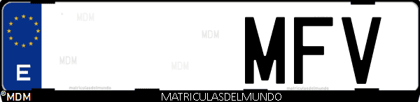 Imágen de matrícula de coche con letras MFV de España