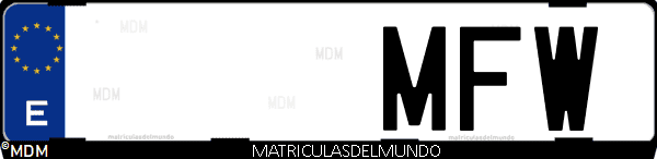 Imágen de matrícula de coche con letras MFW de España