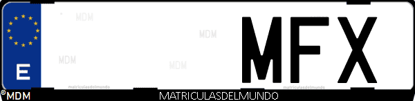 Imágen de matrícula de coche con letras MFX de España