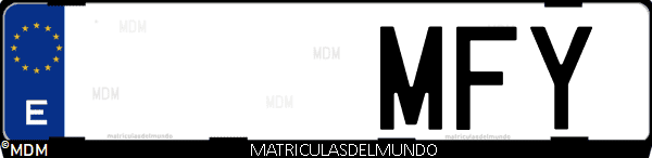 Imágen de matrícula de coche con letras MFY de España