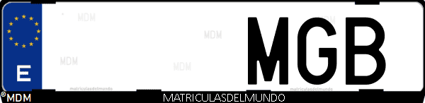 Imágen de matrícula de coche con letras MGB de España
