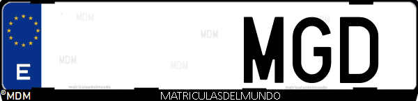 Imágen de matrícula de coche con letras MGD de España