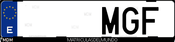 Imágen de matrícula de coche con letras MGF de España
