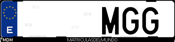Imágen de matrícula de coche con letras MGG de España