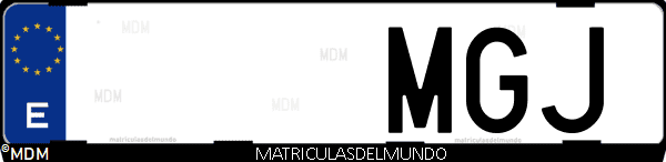 Imágen de matrícula de coche con letras MGJ de España