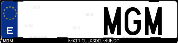 Imágen de matrícula de coche con letras MGM de España