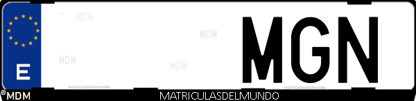 Imágen de matrícula de coche con letras MGN de España