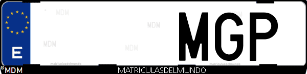 Imágen de matrícula de coche con letras MGP de España