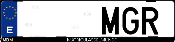 Imágen de matrícula de coche con letras MGR de España