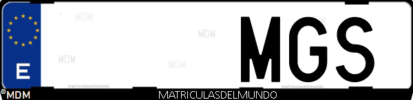 Imágen de matrícula de coche con letras MGS de España
