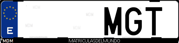 Imágen de matrícula de coche con letras MGT de España