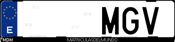 Imágen de matrícula de coche con letras MGV de España