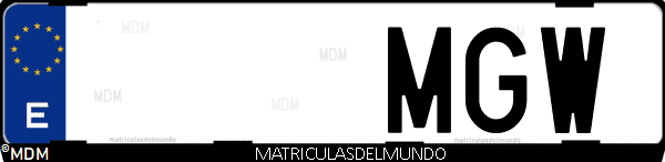 Imágen de matrícula de coche con letras MGW de España